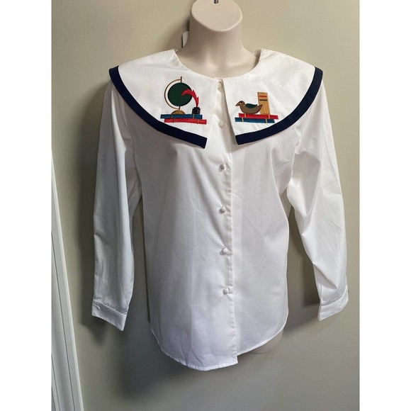 Vintage ~Rare~ NWT Kathy White Big Collar Embroidered Top Blouse ~22W - Picture 7 of 7